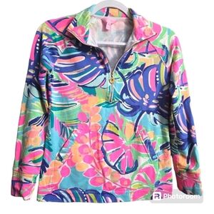 Lilly Pulitzer Blue Exotic Garden Print Skipper Popover Size XXS